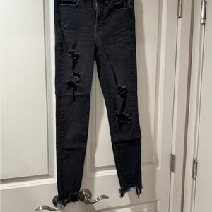 American Eagle Outfitters Black Distressed Skinny Jeggings